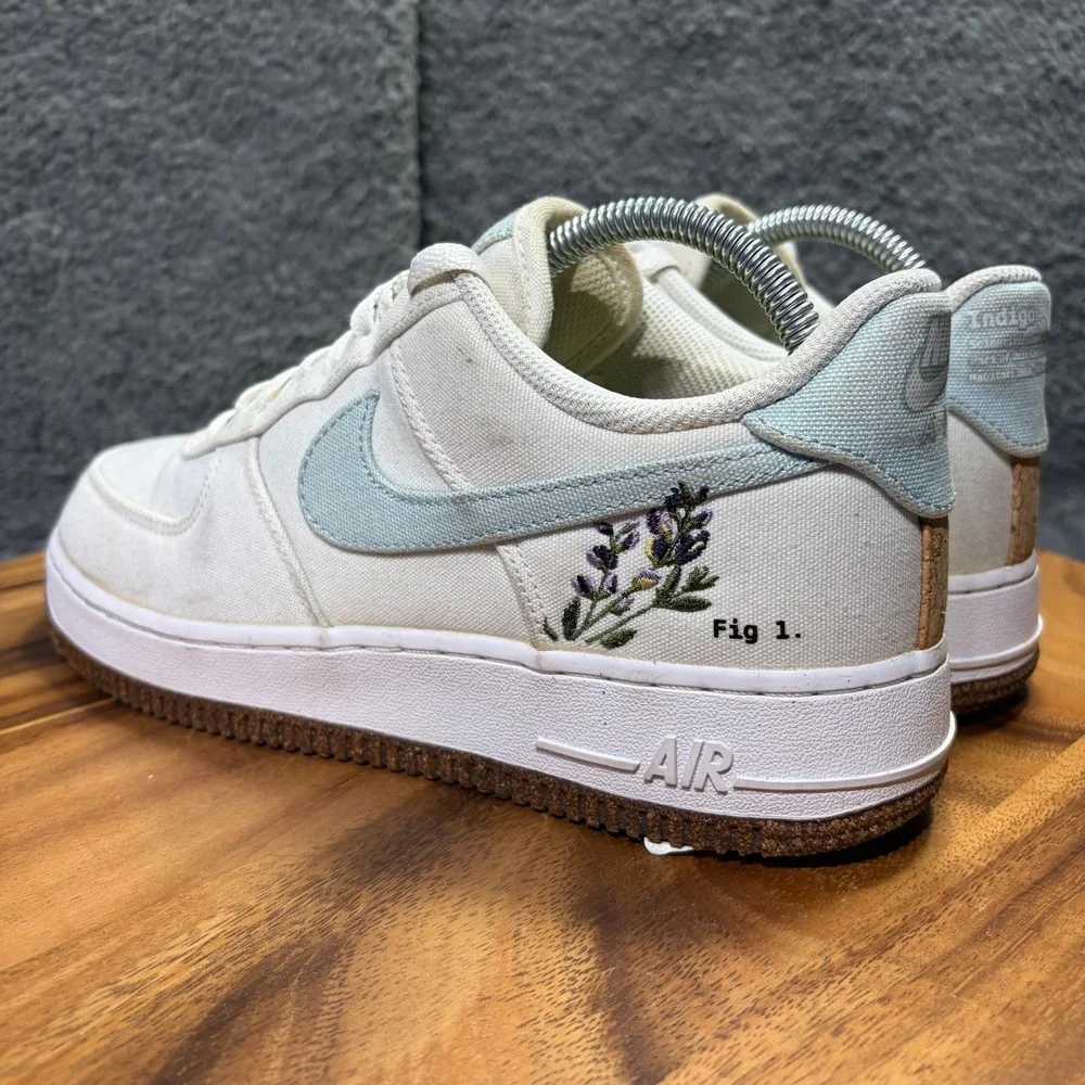 Nike Air Force 1 07 LV8 Indigo White Canvas Floral CZ0269-100 Womens Size 9